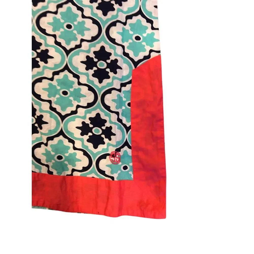 SIMPLY SOUTHERN COLLECTION Cotton Tunic Flower Top Shirt Aqua Medallion Medium